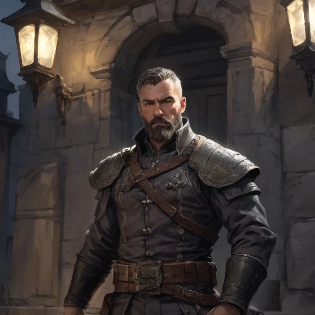 Prompt: (torso) Male heavy-set mature fit bandit with short-cut hair and beard, climbing a wall of a mansion at night, windy, pathfinder, d&d setting, enhanced shadow quality
