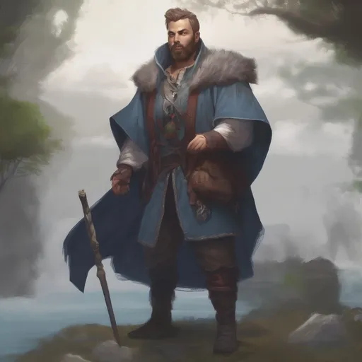 Prompt: (Full body) male stocky norwegian arcane mage with short hair and beard, in nature at night, pathfinder, d&d setting, in a realistic digital art style