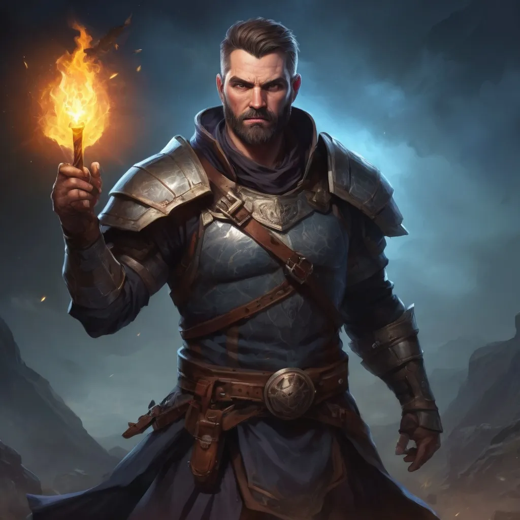 Prompt: Male stocky large mature warrior with short-cut hair and beard, exploring a dark astral dimention, pathfinder, d&d setting, in a realistic high quality digital art style, enhanced shadow quality
