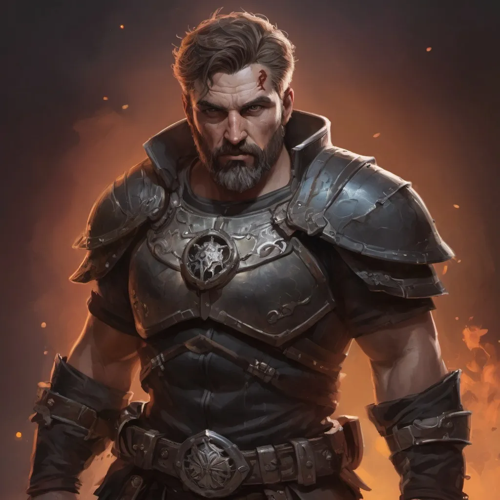 Prompt: (torso) Male stocky large mature belgian warrior with short-cut hair and beard, exploring a dark astral dimention, pathfinder, d&d setting, in a realistic high quality digital art style, enhanced shadow quality, colorful