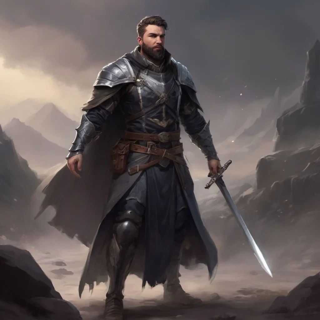 Prompt: (Full body) male stocky masculine manly hunky royal cleric with short hair and beard, in a dark battle field, pathfinder, d&d setting, in a realistic high quality digital art style