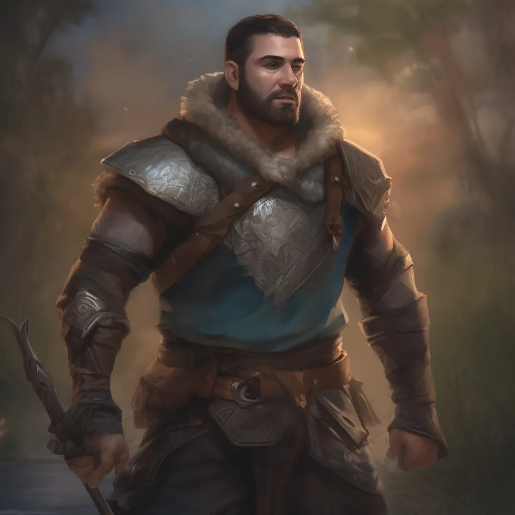 Prompt: (Full body) male stocky big-chested hairy-chested fantasy-ranger with short hair and beard, no shirt on, casting an nature spell, in nature at night, pathfinder, d&d setting, in a realistic digital art style