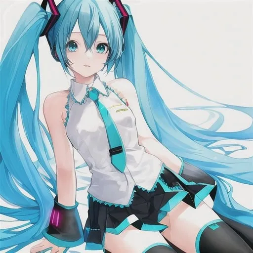 Prompt: Hatsune miku with blue hair