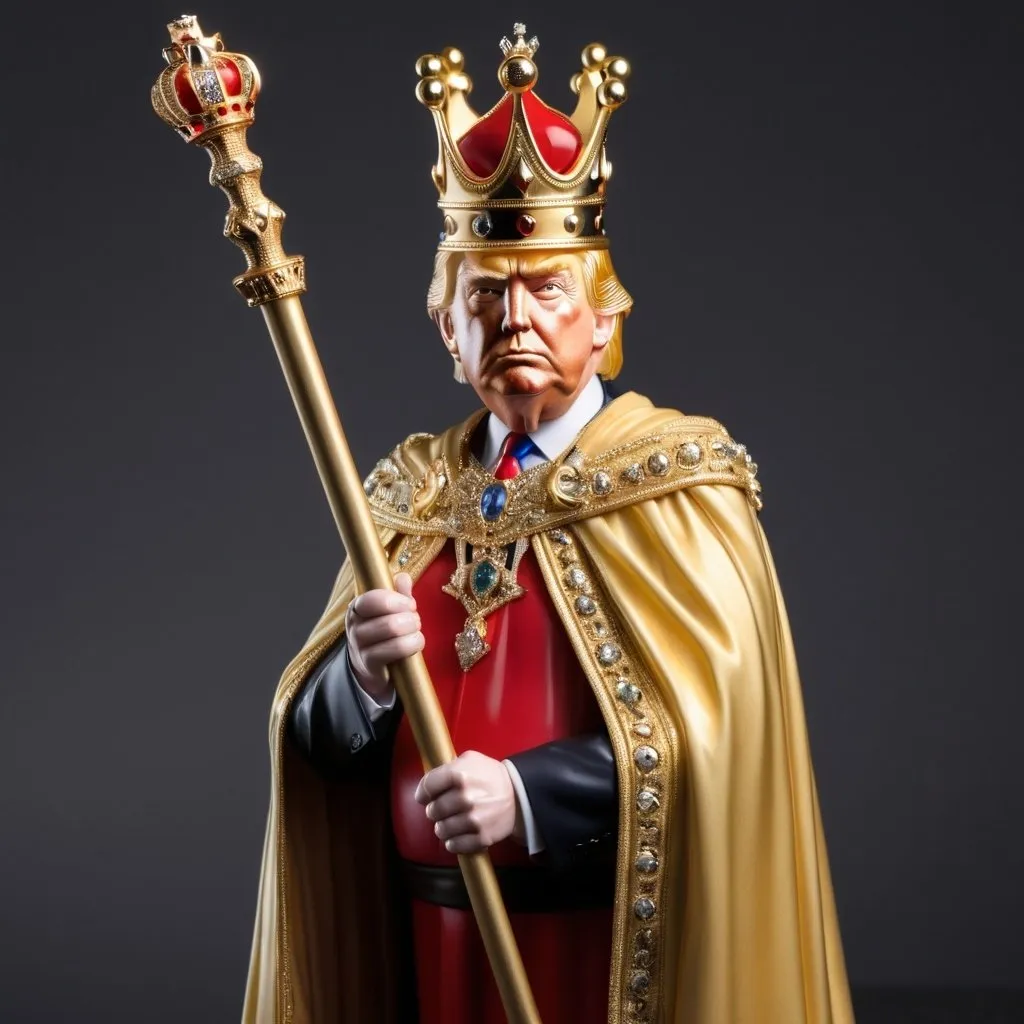 Prompt: imperial trump with sceptre and crown golden
