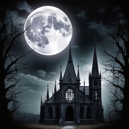 Prompt: Gothic back ground with big moon
