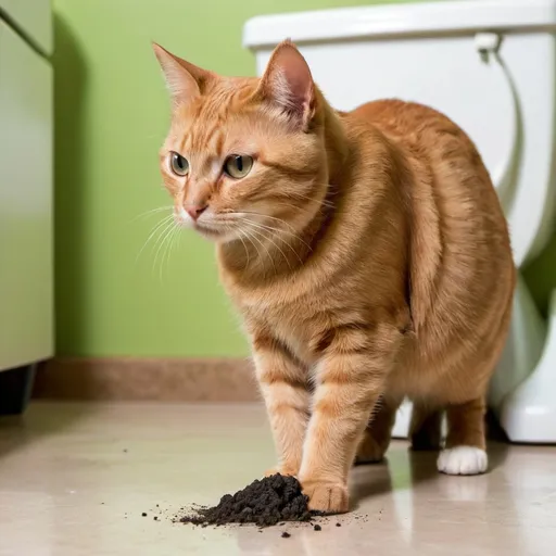 Prompt: a cat pooping