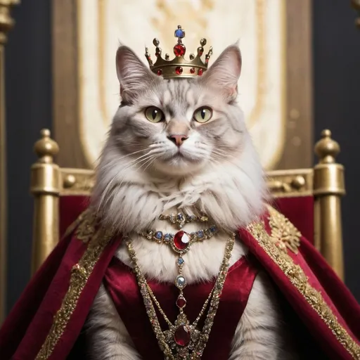 Prompt: Cat as a queen post 
