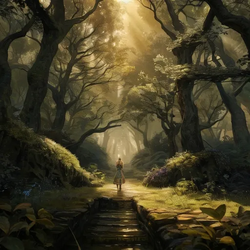 Prompt: Envision an elf ranger poised gracefully among towering ancient trees in a mystical forest, where golden sunlight filters through a verdant canopy, casting dappled patterns on the moss-covered ground. The ranger, clad in intricate leather armor adorned with emerald accents, stands confidently with a bow drawn, a focused yet serene expression revealing their deep connection to nature. Ethereal glimmers of magic dance in the air, and delicate, shimmering leaves drift slowly to the ground like whispers of the forest’s secrets. A soft mist lingers near the forest floor, enhancing the tranquil ambiance of this enchanted realm. This scene radiates a sense of adventure and harmony, reminiscent of a cinematic fantasy art style.