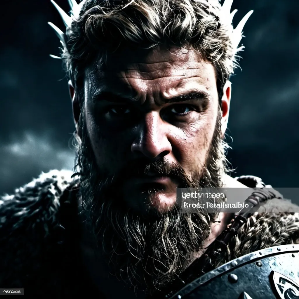 Prompt: Fierce looking Viking in combat.