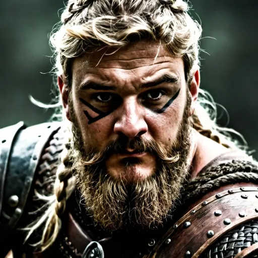 Prompt: Fierce looking Viking in combat.