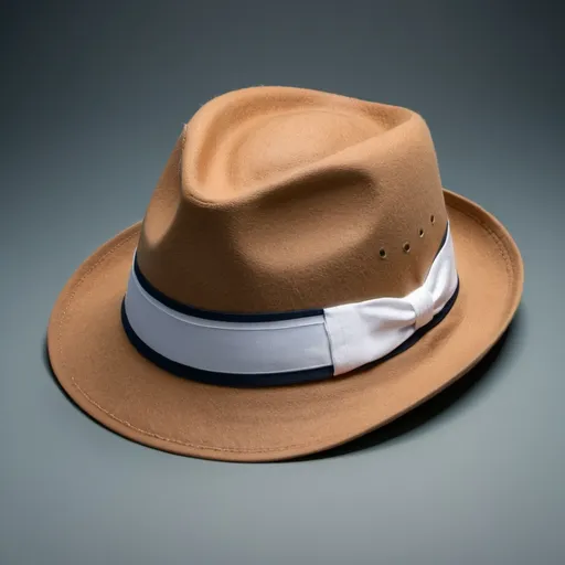 Prompt: fedora with white band on a solid background
