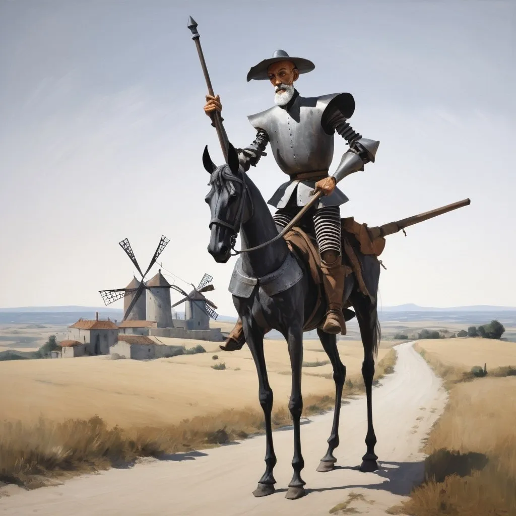 Prompt: apply styles WILHELM SASNAL don quixote 