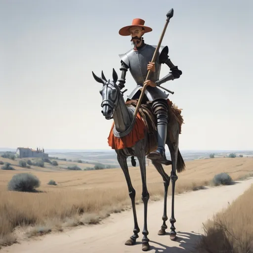 Prompt: apply styles WILHELM SASNAL don quixote 