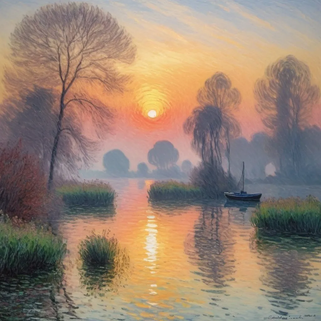 Prompt: Claude Monet style sunrise impression