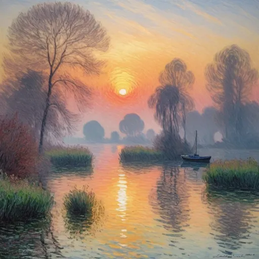 Prompt: Claude Monet style sunrise impression