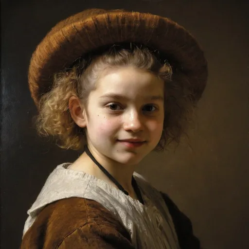 Prompt: Generate an image titled "girl" painting by Rembrandt van Rijn
