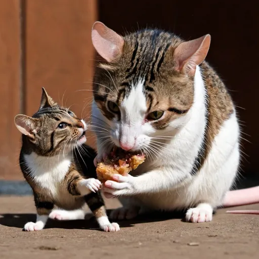 Prompt: a mouse eating a cat
