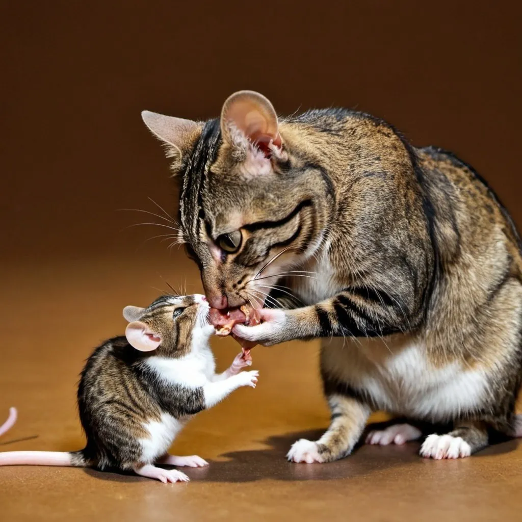 Prompt: a mouse eating a cat
