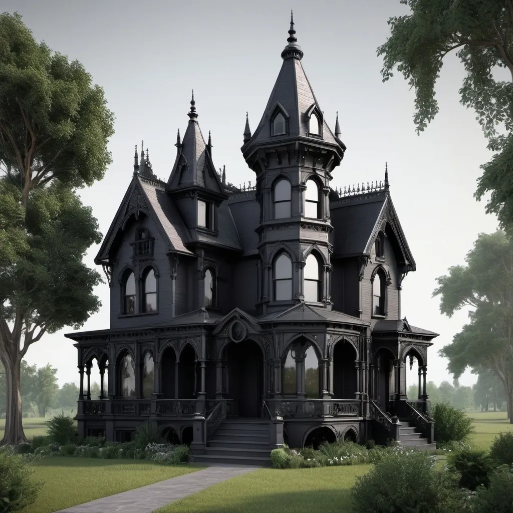 Prompt: Gothic Victorian home. No landscaping.           3D
