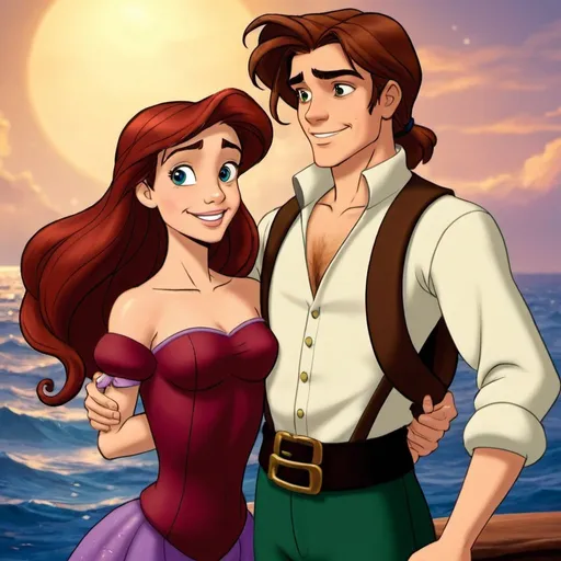 Prompt: Jim Hawkins from Treasure Planet and Ariel from the Little Mermaid as a couple.
