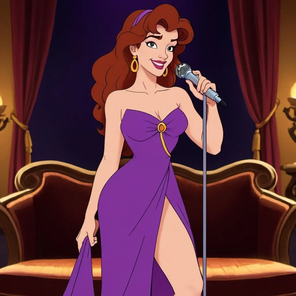 Prompt: Megara from Hercules as a lounge singer with slit on dress