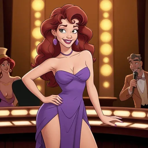 Prompt: Megara from Hercules as a lounge singer with slit on dress