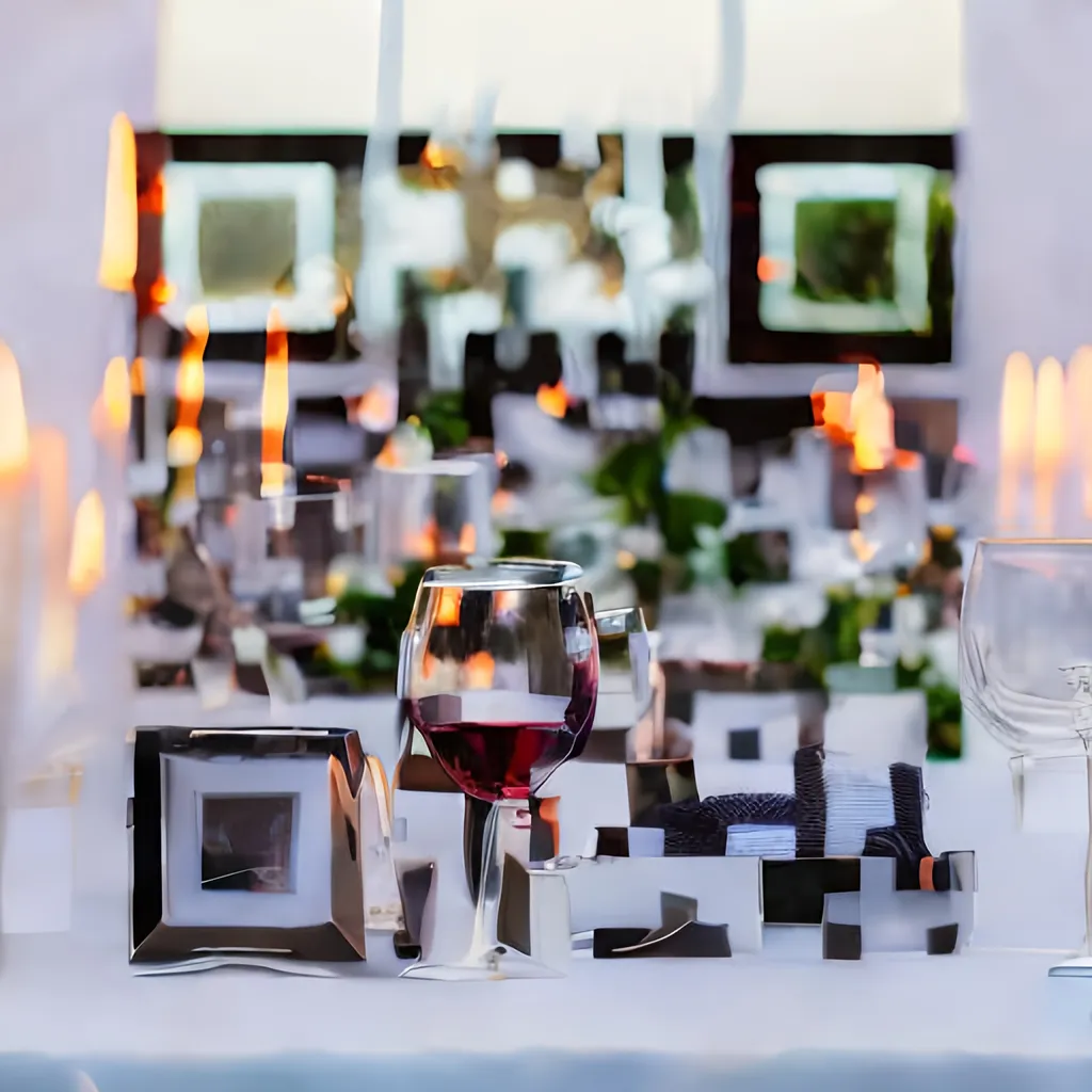 Prompt: A table setting, fine dining experience, with full glasses of red wine. The table and experience is almost clinical. White table cloth, polished silver cutlery, wrapped in pristine white napkins, a circular table, in a dark room, lit by red lights 