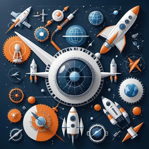 Prompt: A background picture for an international conference. This conference is about engineering. The picture should have elements regarding astronautics, Aeronautics, mechanical, digital and electrics. The style should be Postmodern, I only need the shape coutour.