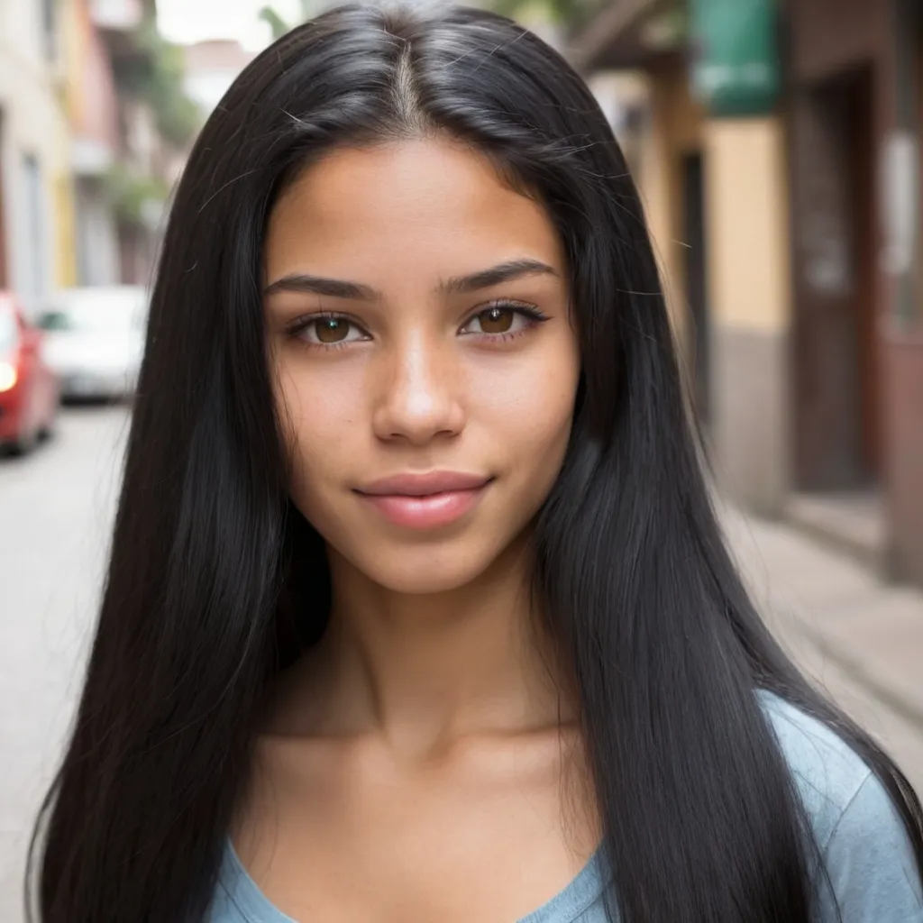 Prompt: Beautiful young Colombian girl with long black hair and light skin.  She needs to be beautiful  enough to make money selling pictures.

 
