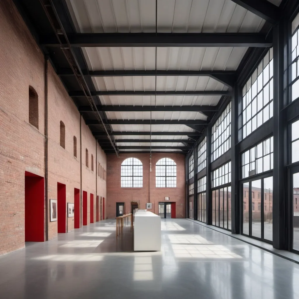 Prompt: a factory with a modernized building becomes a museum