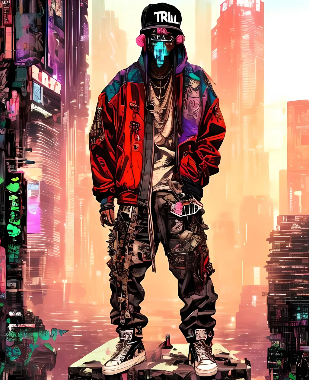 Prompt: trill art hip hop  cyberpunk