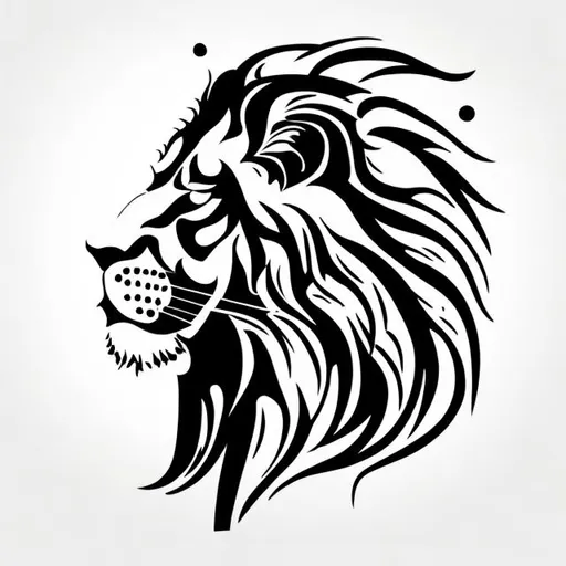 Prompt: show me a symbollic representation of a lion from a sideview , the background should be white , the lion should be centred 