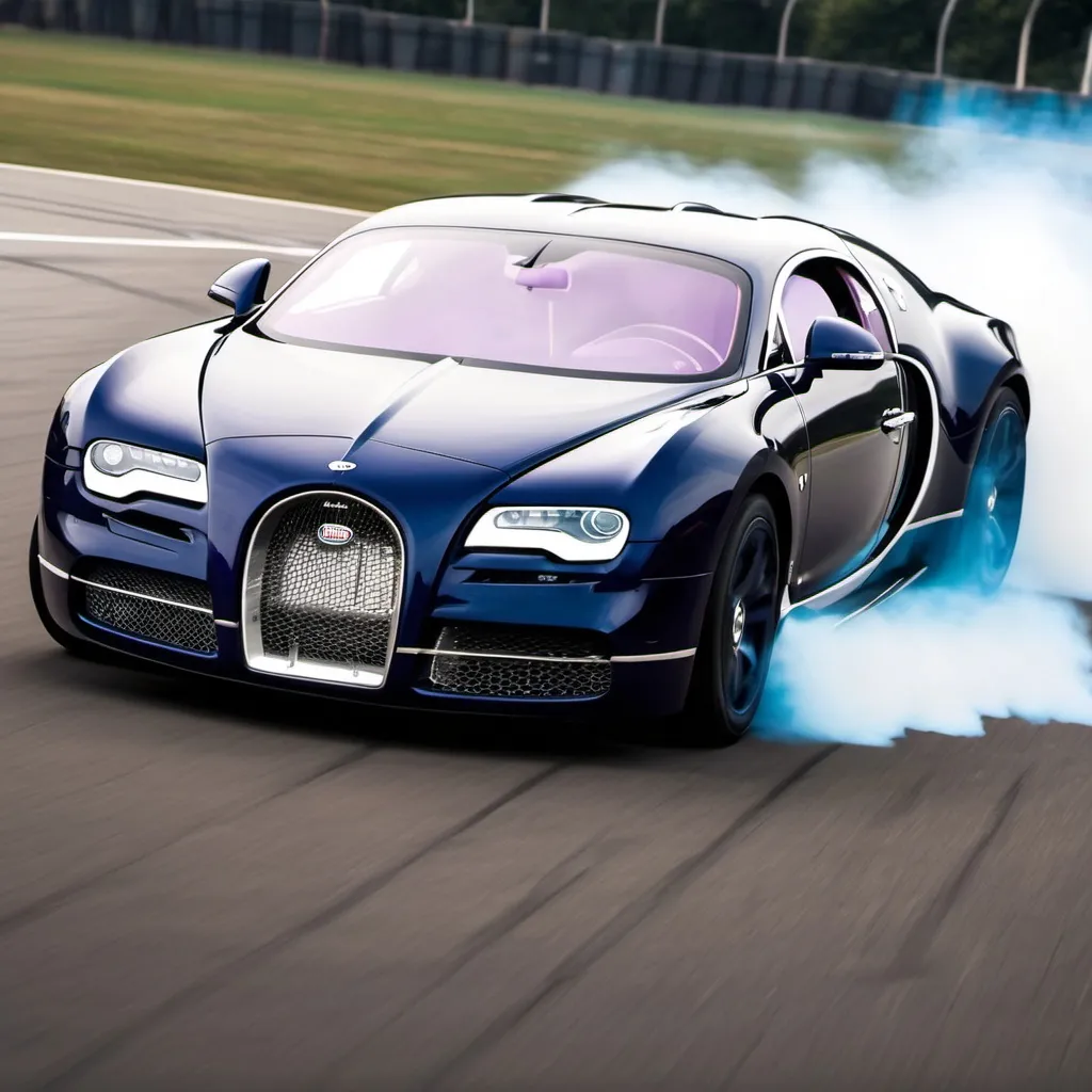 Prompt: Make a super car drifting a Bugatti drifting around a rolls Royce