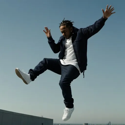 Prompt: Kendrick Lamar falling from the sky 