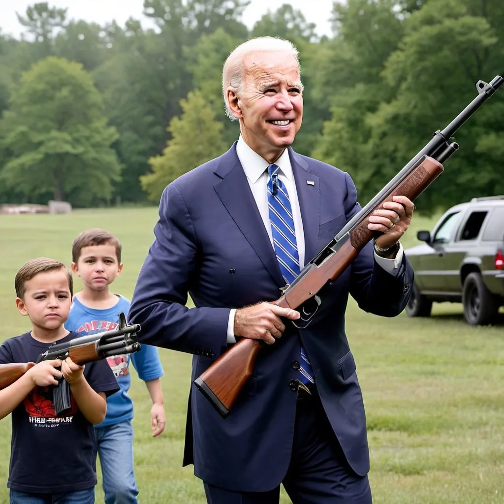 Prompt: joe biden killing children with a shotgun