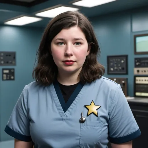 Prompt: Lucy Dacus as Dr. McCoy
