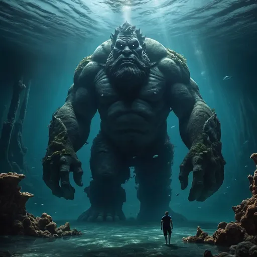 Prompt: Underwater Giants in the Universal Flood 