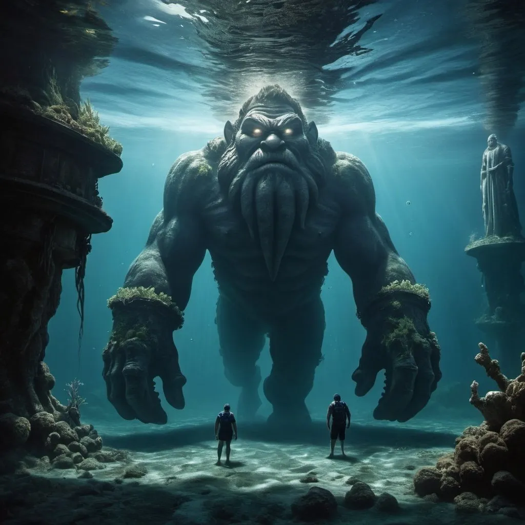 Prompt: Underwater Giants in the Universal Flood 