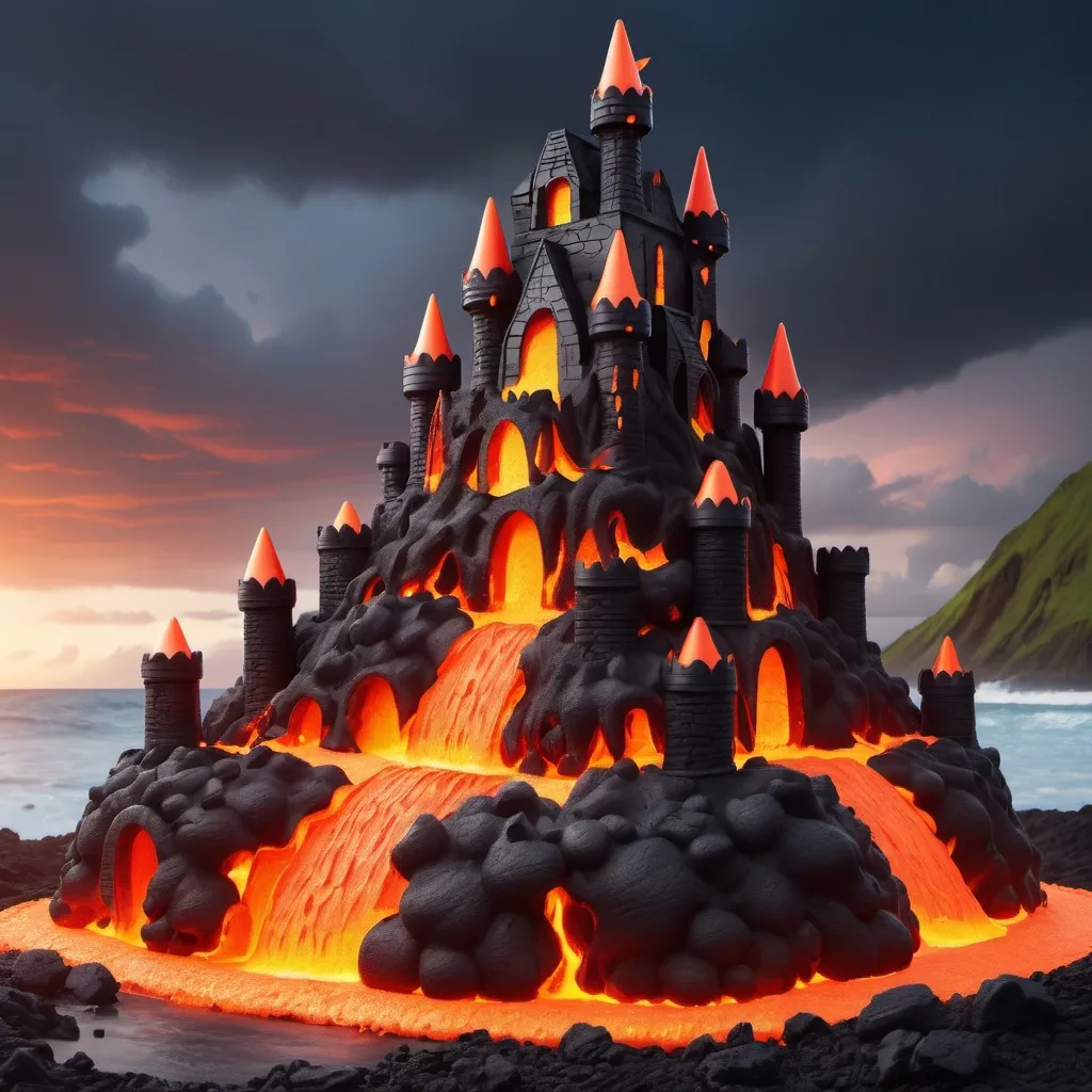 Prompt: Create a lava castle