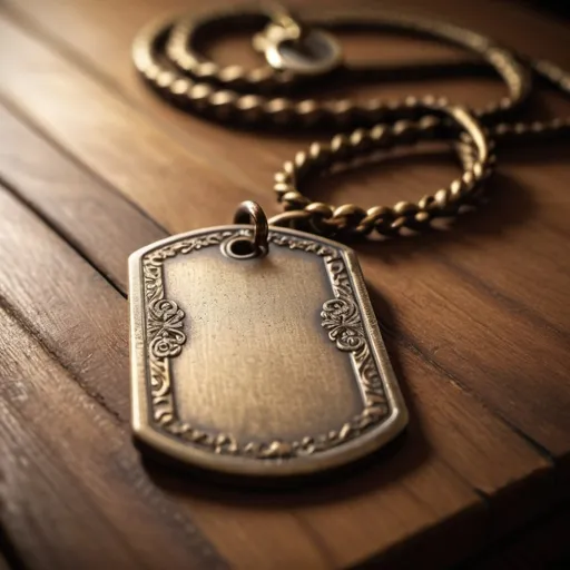 Prompt: military dog tag on the table