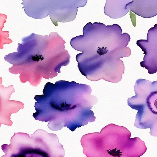 Prompt: pressed watercolor flowers, bisexual pride flag
