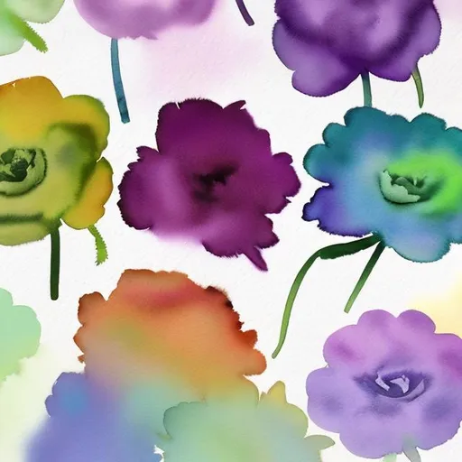 Prompt: pressed watercolor flowers aromantic pride flag colors
