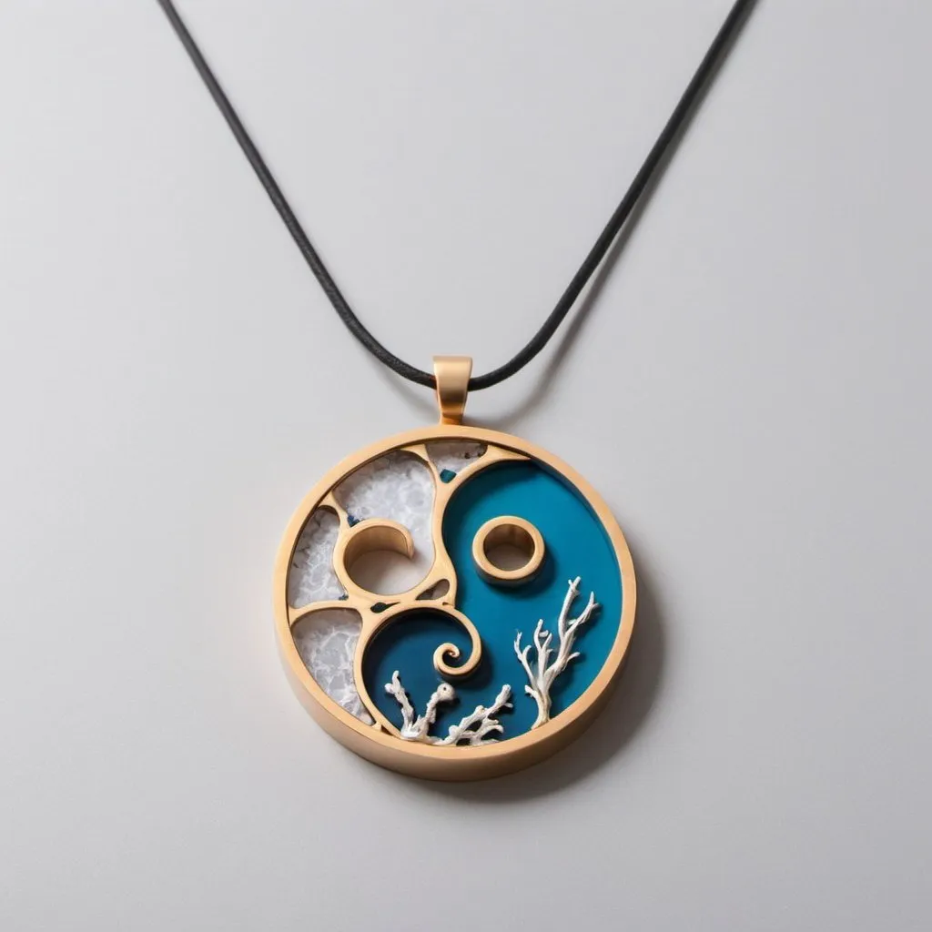 Prompt: design a pendant for couples it shoud be 2 separate pieces which can be wore separately by partners on concept of Yin yan for gifting,
 inspired from underwater sea creatures
