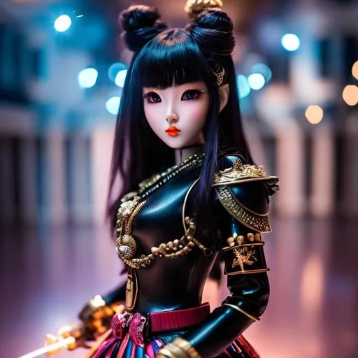 Prompt: Akiko Hayashi, Museo Del Prado, Surreal, mysterious, strange, fantastical, fantasy, Sci-fi fantasy, anime, mystical theatrical performance, Mysterium, Toy War, miniskirt beautiful girl Soldier, detailed masterpiece depth of field sharp focus cinematic lighting 