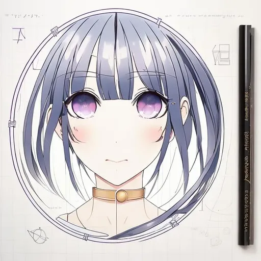 Prompt: Marion Adnams, Kore Yamazaki, Surreal, mysterious, strange, fantastical, fantasy, Sci-fi, Japanese anime, compass and ruler, beautiful high school girl in a miniskirt drawing a circle, perfect body From basic geometric knowledge, beautiful theorems, drawing methods, detailed master 