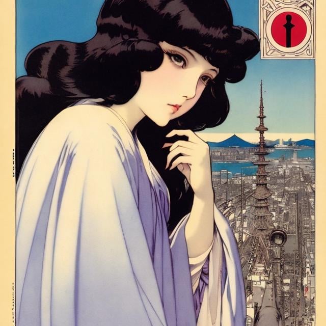 Prompt: Raphael Kirchner, Mike Mignola, Surreal, mysterious, strange, fantastic, fantasy, Sci-fi, Japanese anime, scientific dystopia, controlled society, system cage, miniskirt beautiful high school girl who wants to live freely, perfect voluminous body, detailed masterpiece 