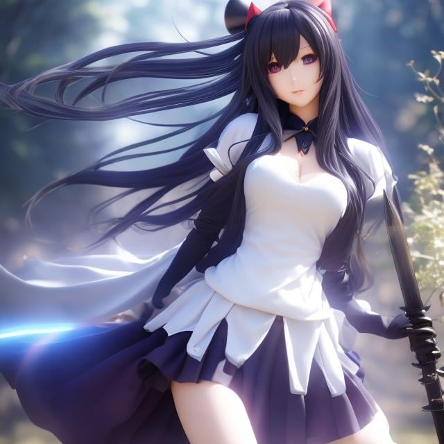 Prompt: Asagi Tohsaka, Margaret Tarrant m, Surreal, mysterious, strange, fantastical, fantasy, Sci-fi, Japanese anime, Demon Sword Master of Excalibur Academy, Lyseria, long straight silver hair, beautiful miniskirt high school girl, perfect body, sword training, action scene, hyper detailed masterpiece high resolution definition quality, depth of field cinematic lighting manga drawing 