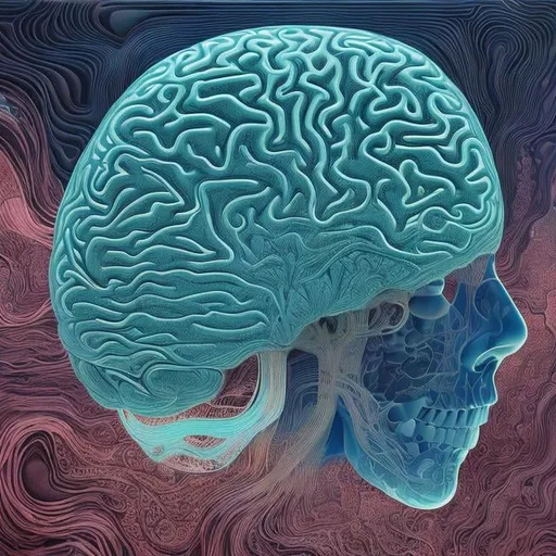 Prompt: James Jean, Koloman Moser, Mysterious, bizarre, bizarre, fantasy, surreal, fantasy, absurdity, Sci-fi, fantastic, topographical map of the brain and mind, thoughts, emotions, the abyss of consciousness, the kingdom of consciousness, the powerhouse of the brain, emotions are chemicals, wisdom, the ability to enter other people's brains, memory storage, hyper detailed, high resolution high definition high quality masterpiece 