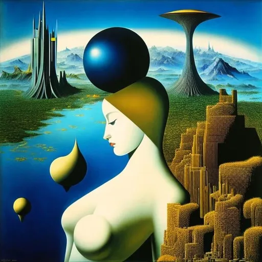 Prompt: Jane Mere, Max Ernst, Surreal, mysterious, strange, fantastical, fantasy, Sci-fi, Japanese anime, Architecture is mathematics, The mathematical formula that creates architecture, the golden ratio of design, The utopia of the future, The miniskirt beautiful girl who assembles the world, Perfect voluminous body, detailed masterpiece perspectives blueprints