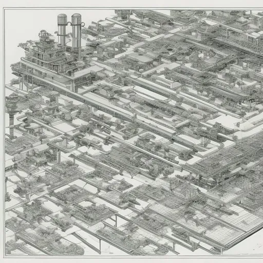 Prompt: Kiyotaka Haimura, Kenji Tsuruta, Hiroshi Masumura, Katsuhiro Otomo, Katsuya Terada, Surreal, mysterious, bizarre, fantastical, fantasy, Sci-fi, Japanese anime, world of automata, floor plan, parts diagram, exploded view, screw-type spring-type contraption, rewinding time, compressing space, repairman girl, beautiful perfect voluminous body, close up in picture, hyper detailed masterpiece high resolution definition quality depth of field cinematic lighting realistic 